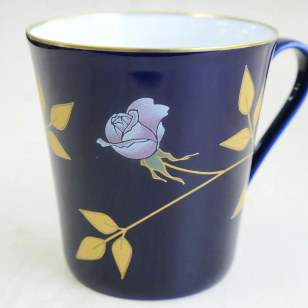 有田焼 香蘭社 ルリ薔薇 マグカップ