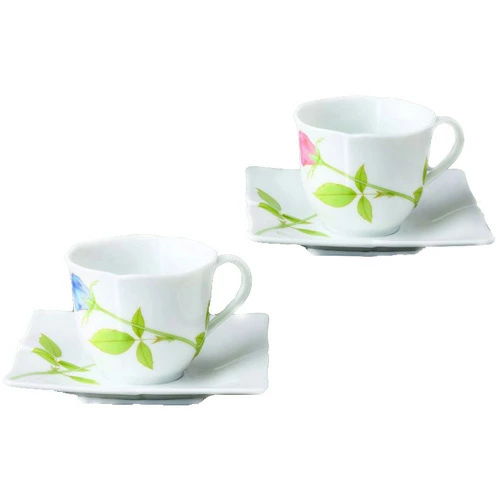 香蘭社 日本製 有田焼 ノーブルローズ コーヒーカップ＆ソーサーペア 160ml