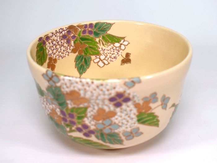 京焼【宮地英香】仁清 紫陽花　抹茶碗