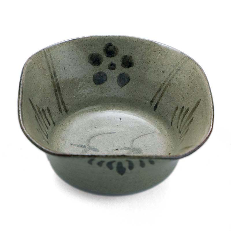 唐津焼・絵唐津草文角向付・中村恵子《小鉢・14.0cm》