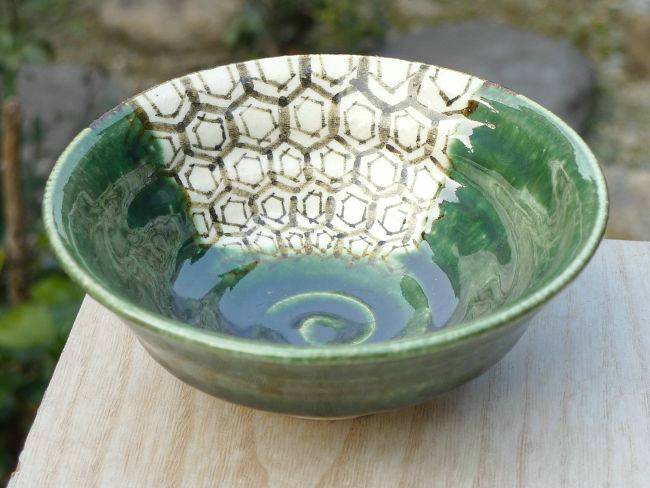 京焼 清水焼 織部ご飯茶碗　陶化　大