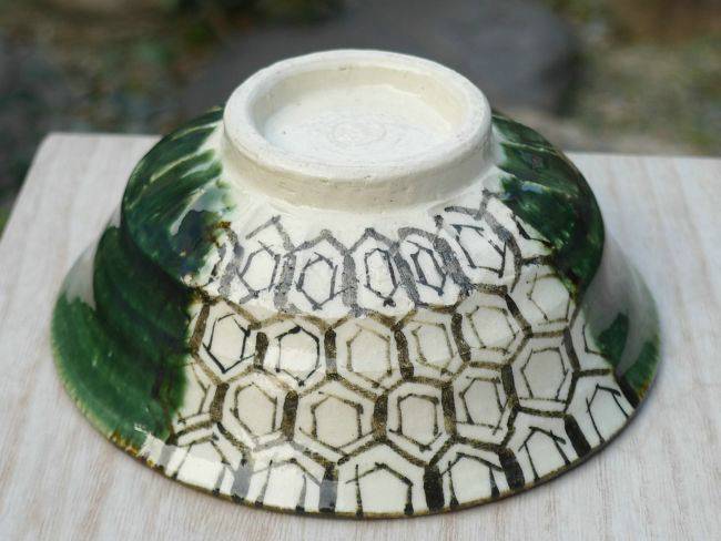 京焼 清水焼 織部ご飯茶碗　陶化　大