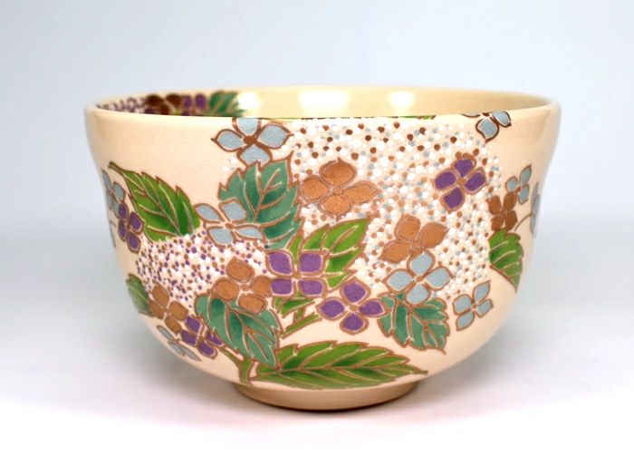 京焼【宮地英香】仁清 紫陽花　抹茶碗