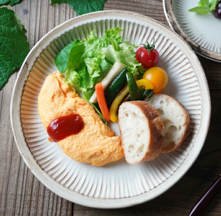 益子焼 アンティークスリムライン プレート(L) わかさま陶芸 お皿 大皿 ナチュラル アイボリー