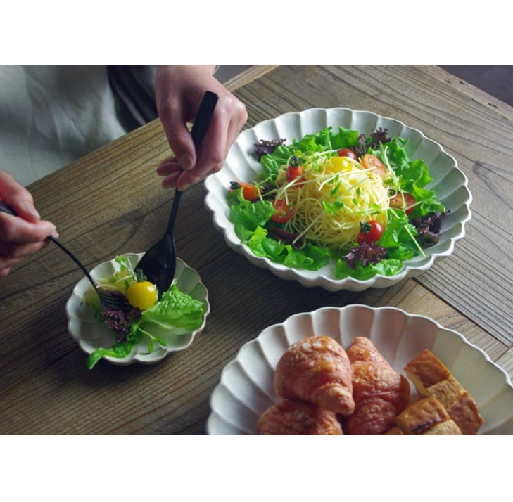 kinari 輪花皿 特大 益子焼 リンカ皿 ナチュラル おしゃれ 花形 大皿 わかさま陶芸