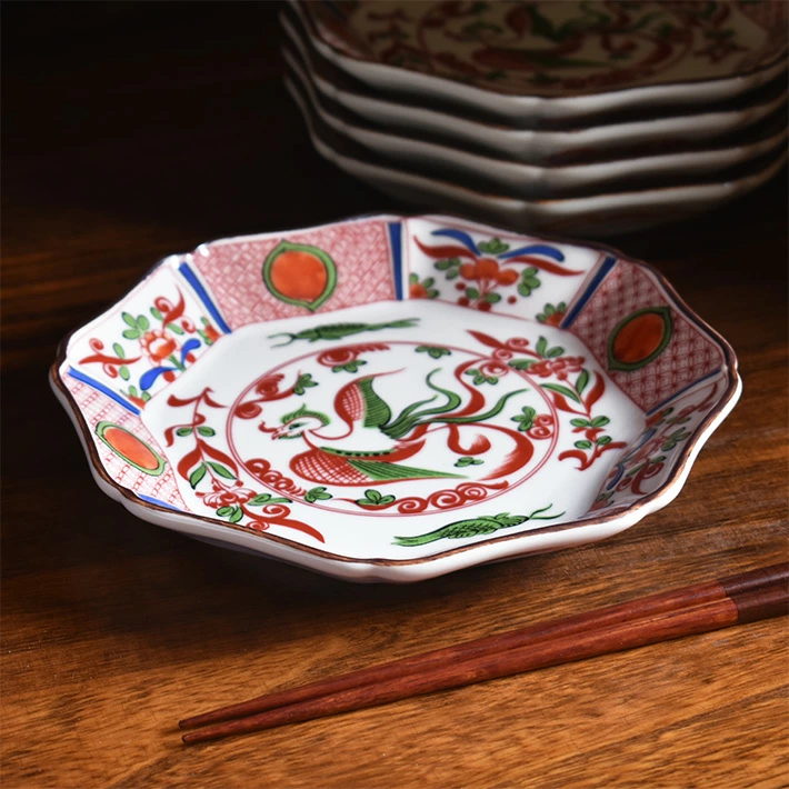 九谷焼 中皿 セット 赤絵鳳凰