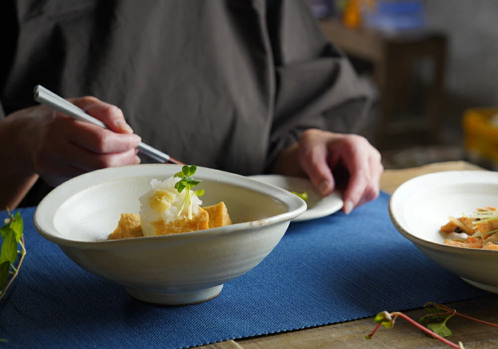 益子焼 たわみ鉢【中】kinari わかさま陶芸