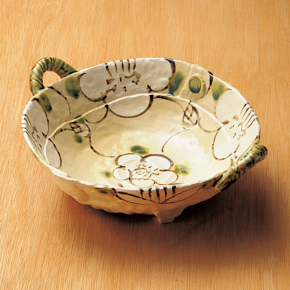 格子花手付鉢 大鉢 盛鉢