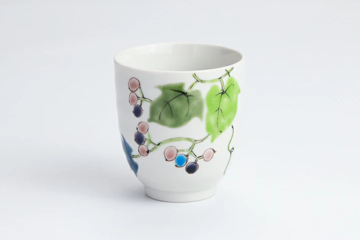 九谷焼 湯呑 野ぶどう/色絵九谷 遊