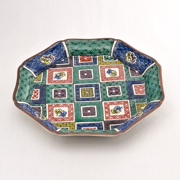 九谷焼 八角皿 石畳の図 5.5号