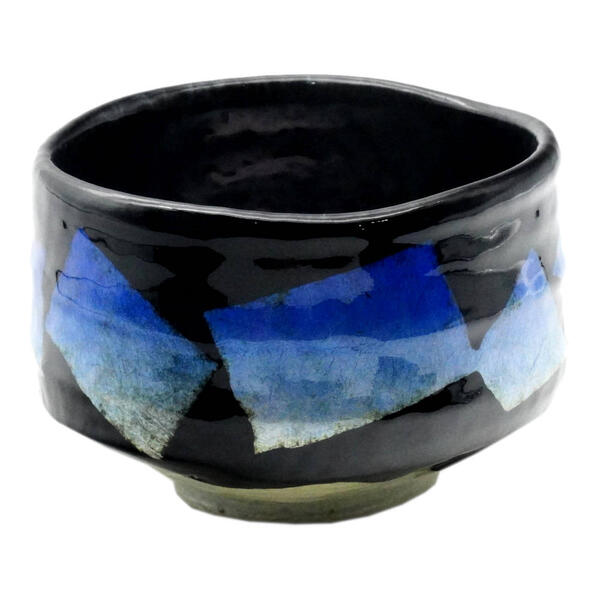 九谷焼 抹茶碗 天目銀彩 青 [茶道具 抹茶茶碗]