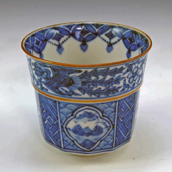 京焼 清水焼 湯呑み茶碗 1客 祥瑞山水(しょんずいさんすい)