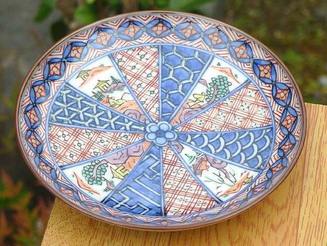 京焼 清水焼 色絵帯七宝四寸皿　昭阿弥