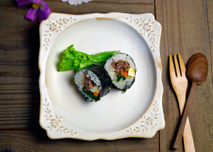 益子焼　kinari フレームプレート 花柄 角皿