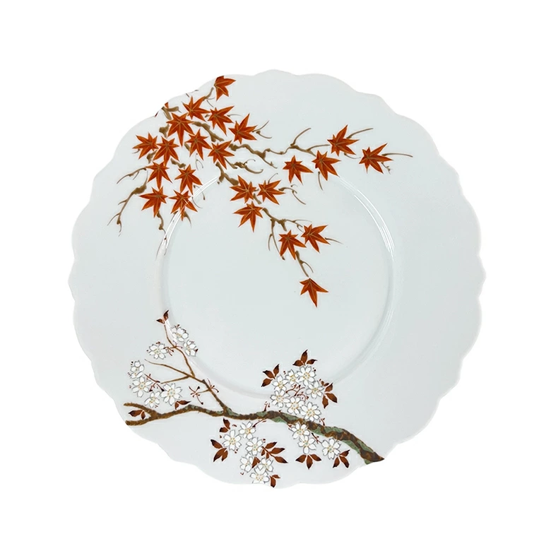 福泉窯 錦春秋 輪花 6.5寸 リム皿 <紅葉 / 有田焼 / 和食器 / 桜>