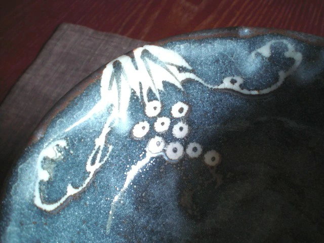 小鉢 ■ 玉山窯 監修 玉置保夫 鼠志野 葡萄絵 輪花 小鉢 (1鉢)