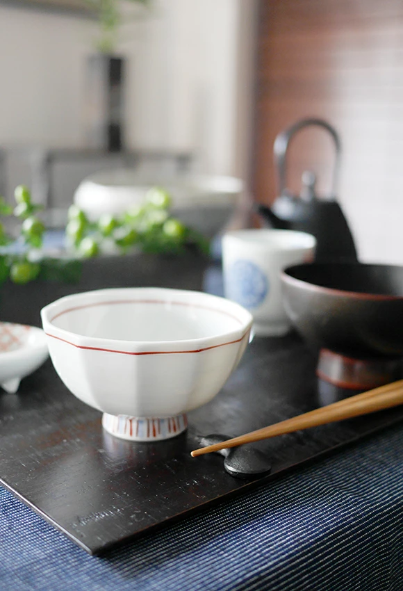 有田焼　点十草 飯碗（小）
