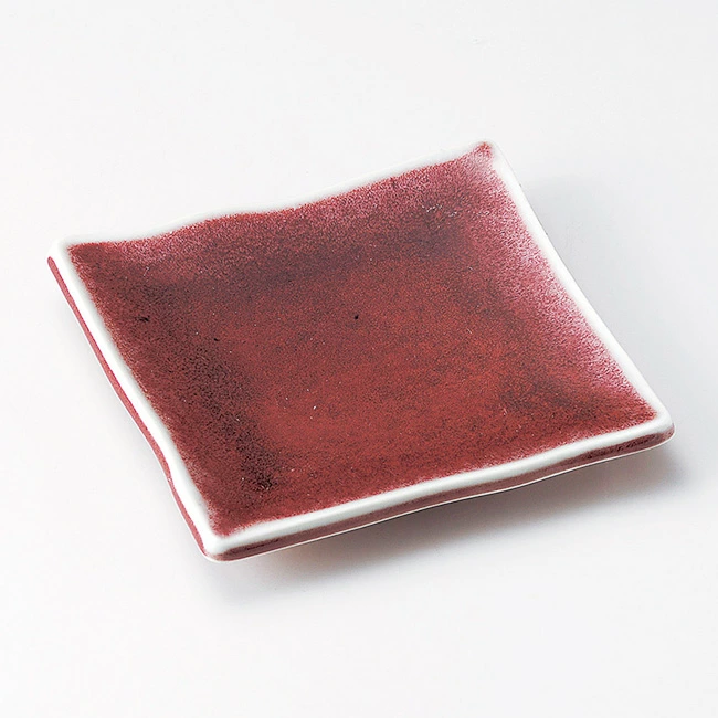 和食器 辰砂 正角皿