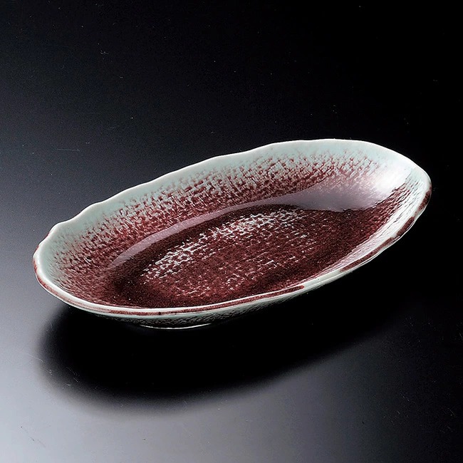 和食器 辰砂楕円盛皿