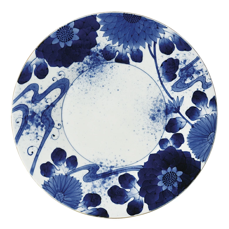 有田染付けシリーズ 流水花 9寸プレート