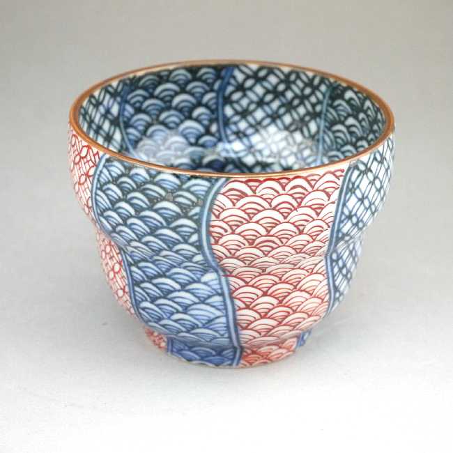 京焼 清水焼 染付赤祥瑞ぐい呑　貴史

