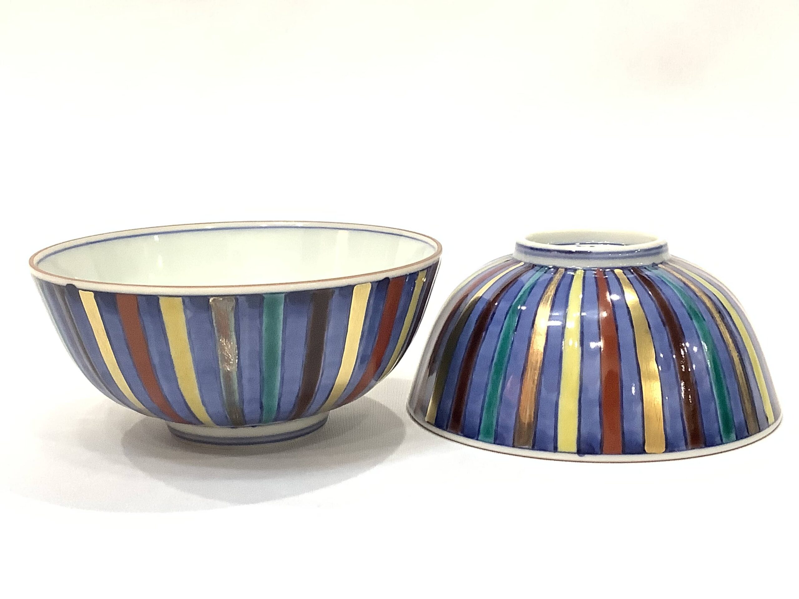 焼・清水焼 今橋炭渓（炭渓窯） 五彩十草組飯碗