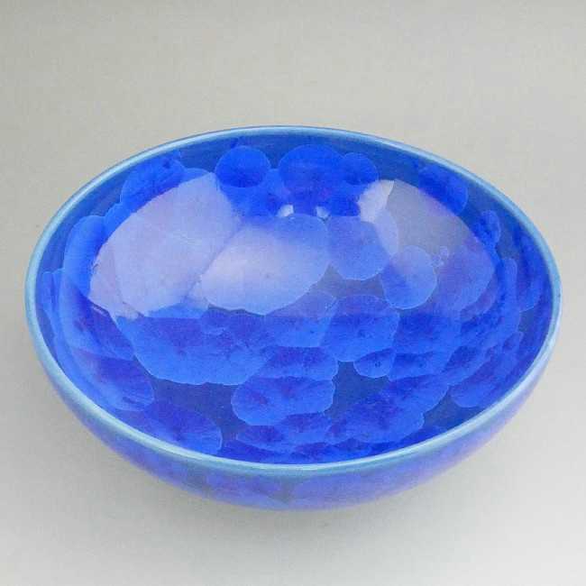 京焼 清水焼 花結晶平茶碗　陶あん 　瑠璃（ルリ）