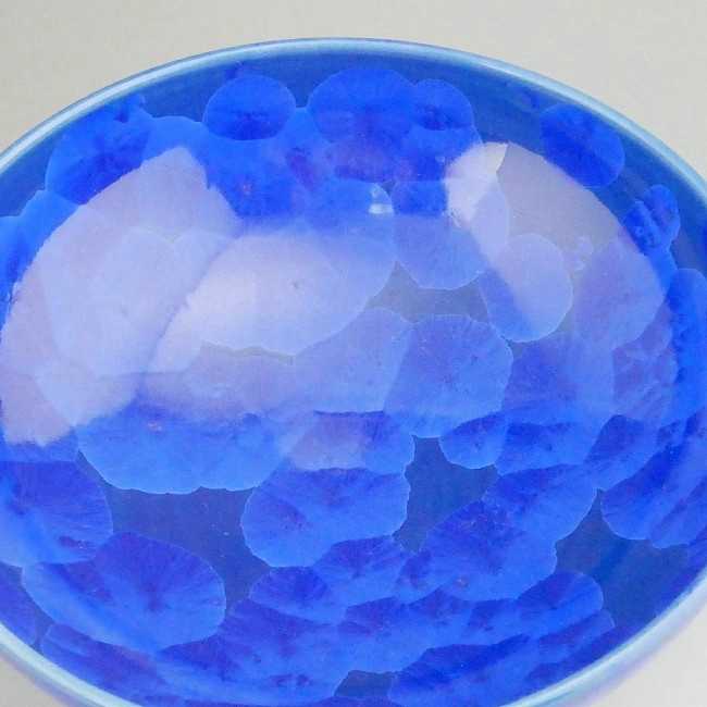 京焼 清水焼 花結晶平茶碗　陶あん 　瑠璃（ルリ）
