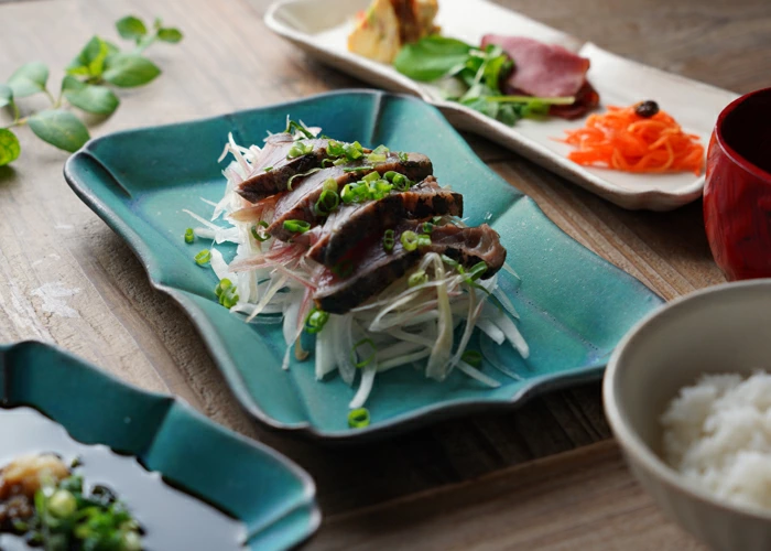 益子焼 ロータス【角/大】 シャビーターコイズ わかさま陶芸