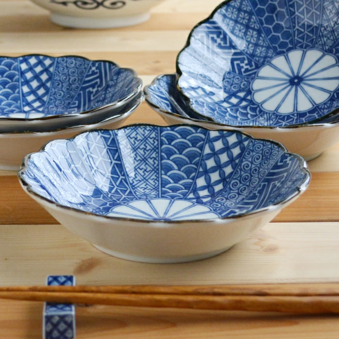 美濃焼 染付祥瑞 煮物鉢　青風 ブルーム