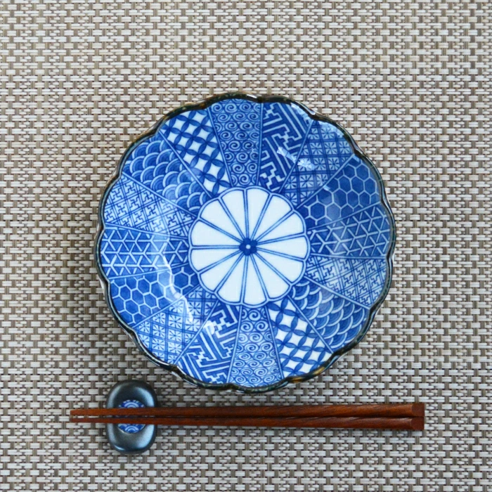 美濃焼 染付祥瑞 煮物鉢　青風 ブルーム