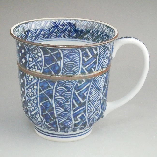 京焼 清水焼 染付捻祥瑞マグカップ 鳳山