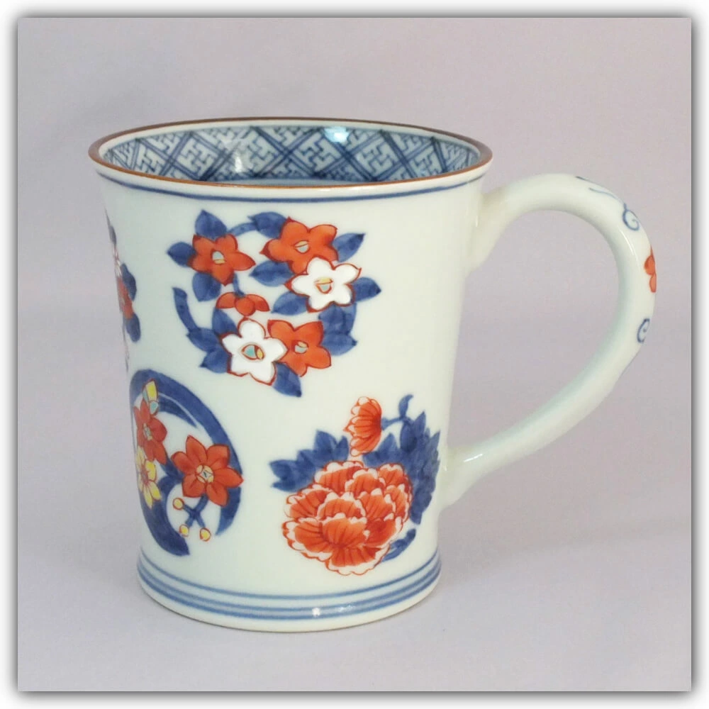 京焼 清水焼 マグカップ 色絵花丸紋 高野昭阿弥 化粧箱入り