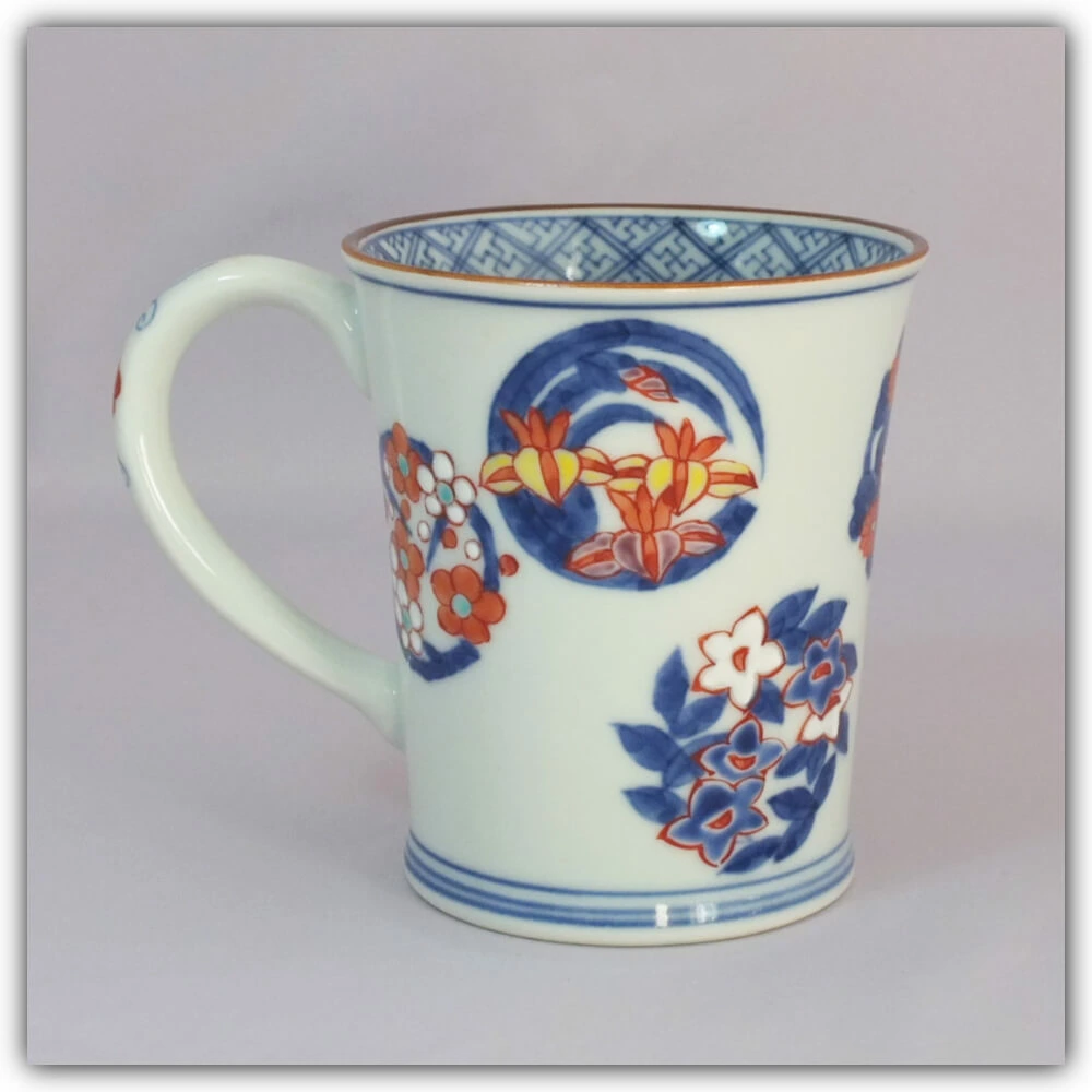 京焼 清水焼 マグカップ 色絵花丸紋 高野昭阿弥 化粧箱入り