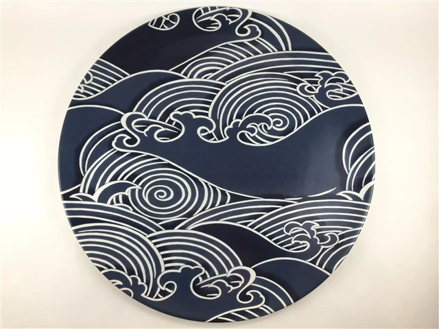 有田焼 幸楽窯 30cmラウンドプレート.荒波(ルリ)
