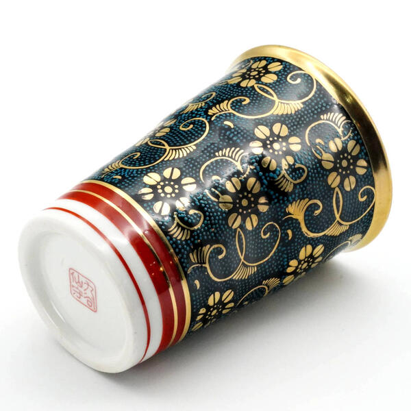 九谷焼 仙守フリーカップ 青粒鉄仙