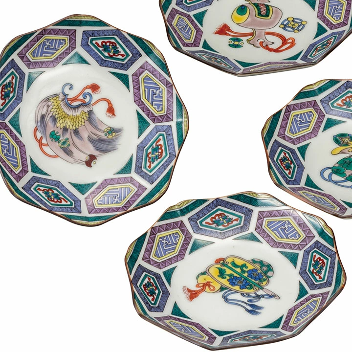 九谷焼 4.2号皿揃 宝尽くし