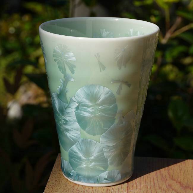 京焼 清水焼 花結晶和みカップ 緑 陶あん
