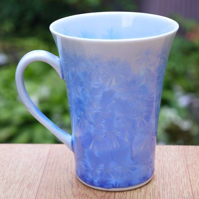 京焼 清水焼 花結晶マグカップ 青 陶あん