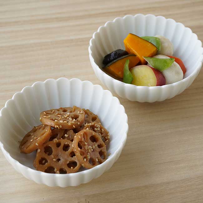 【5点セット】「 たち吉 白菊 小鉢 」12cm