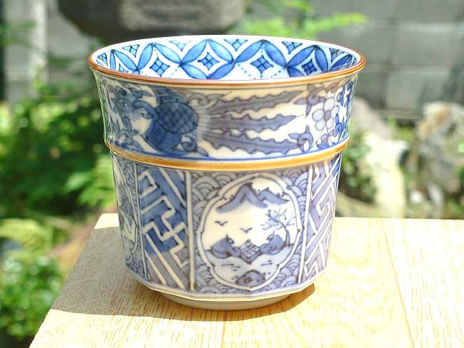 京焼 清水焼 祥瑞山水小湯呑 昭阿弥