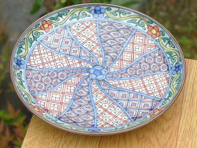 京焼 清水焼 色絵捻古紋四寸皿 昭阿弥