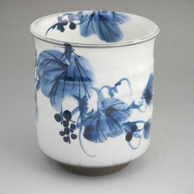 京焼 清水焼 染付山ぶどう一ヶ湯呑　陶あん