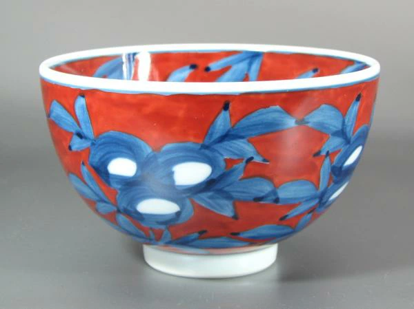 【有田焼】【源右衛門窯】 赤濃牡丹絵飯碗 【源右衛門】【古伊万里】