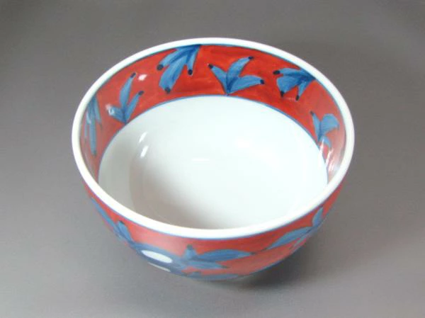 【有田焼】【源右衛門窯】 赤濃牡丹絵飯碗 【源右衛門】【古伊万里】