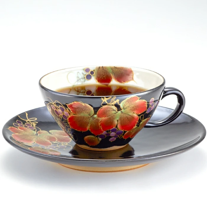 京焼・清水焼カップ＆ソーサー 限定品　（山ぶどう）