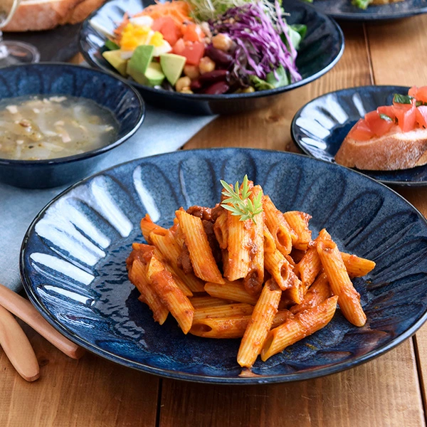 和食器 大皿（24cm）窯変紺 しのぎ minoruba(ミノルバ)