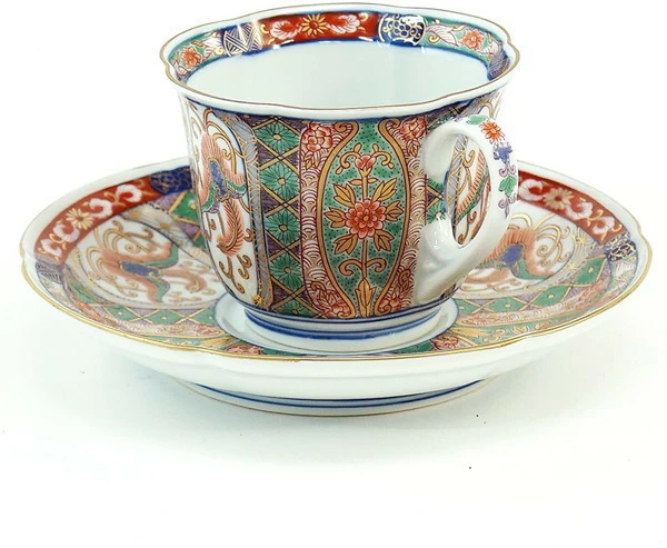 弥左ヱ門 有田焼 コーヒーカップ&ソーサー 錦山水