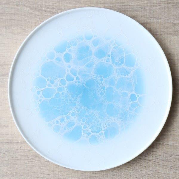 有田焼 やま平窯 泡シリーズ frame round plate プレート blue gray やま平窯
