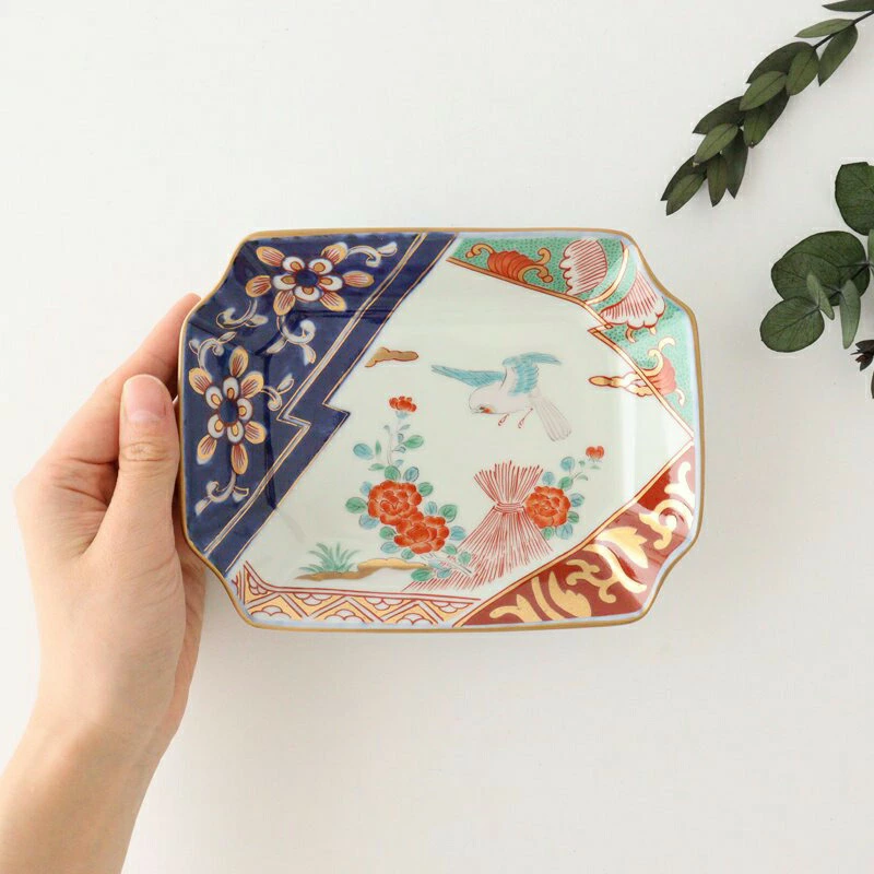 林九郎窯 角取皿 垣根牡丹 磁器 波佐見焼 伊万里焼